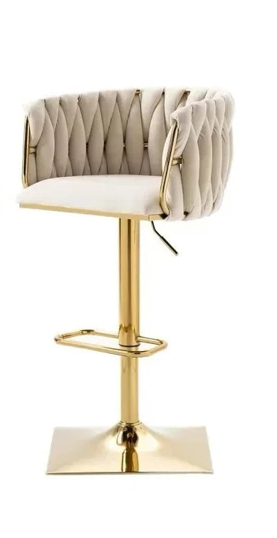 Le tabouret de bar tissé — Base dorée