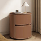 La table de chevet Drum — Cuir et marbre
