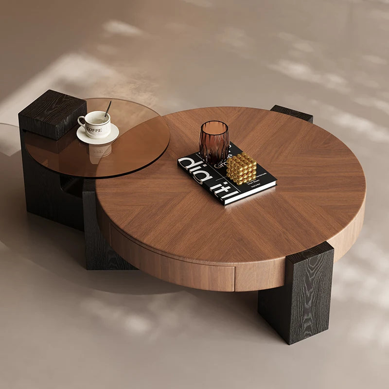 The Orbit Coffee Table — Walnut Duo