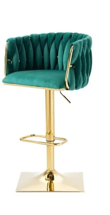 Le tabouret de bar tissé — Base dorée