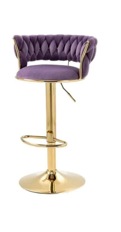 Le tabouret de bar tissé — Base dorée