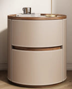 La table de chevet Drum — Cuir et marbre
