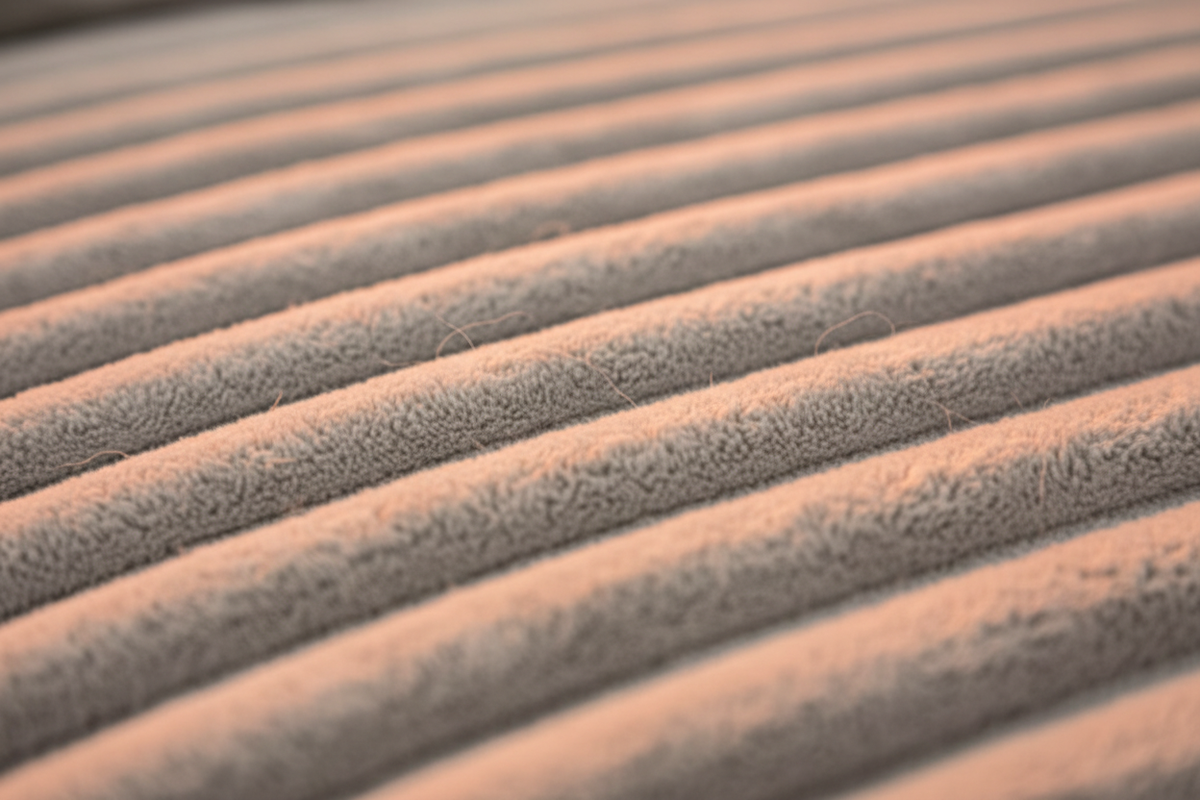 Detalle textura ribbed — tela premium