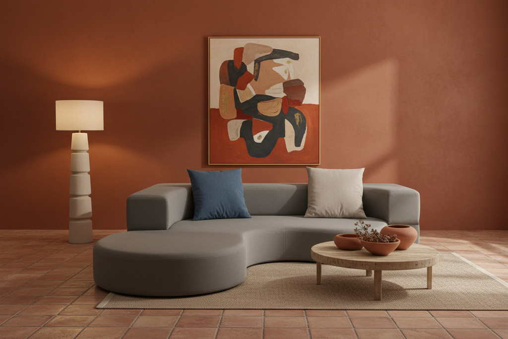Sala completa — gris y terracota Oasiis