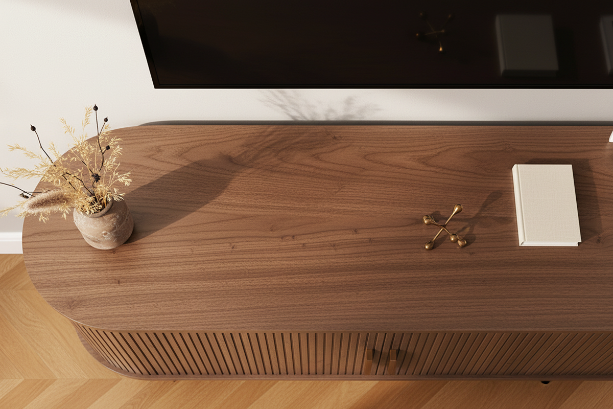 Vista cenital — styling Oasiis sobre walnut