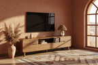 Media Console Walnut — wide lifestyle