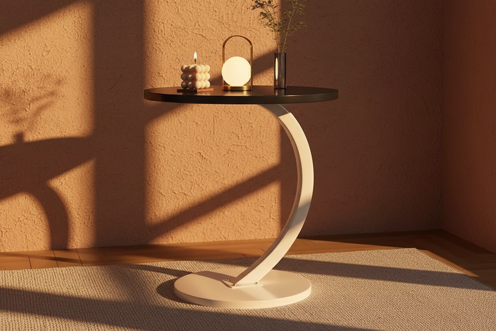 Arc Side Table — Black White Low Angle
