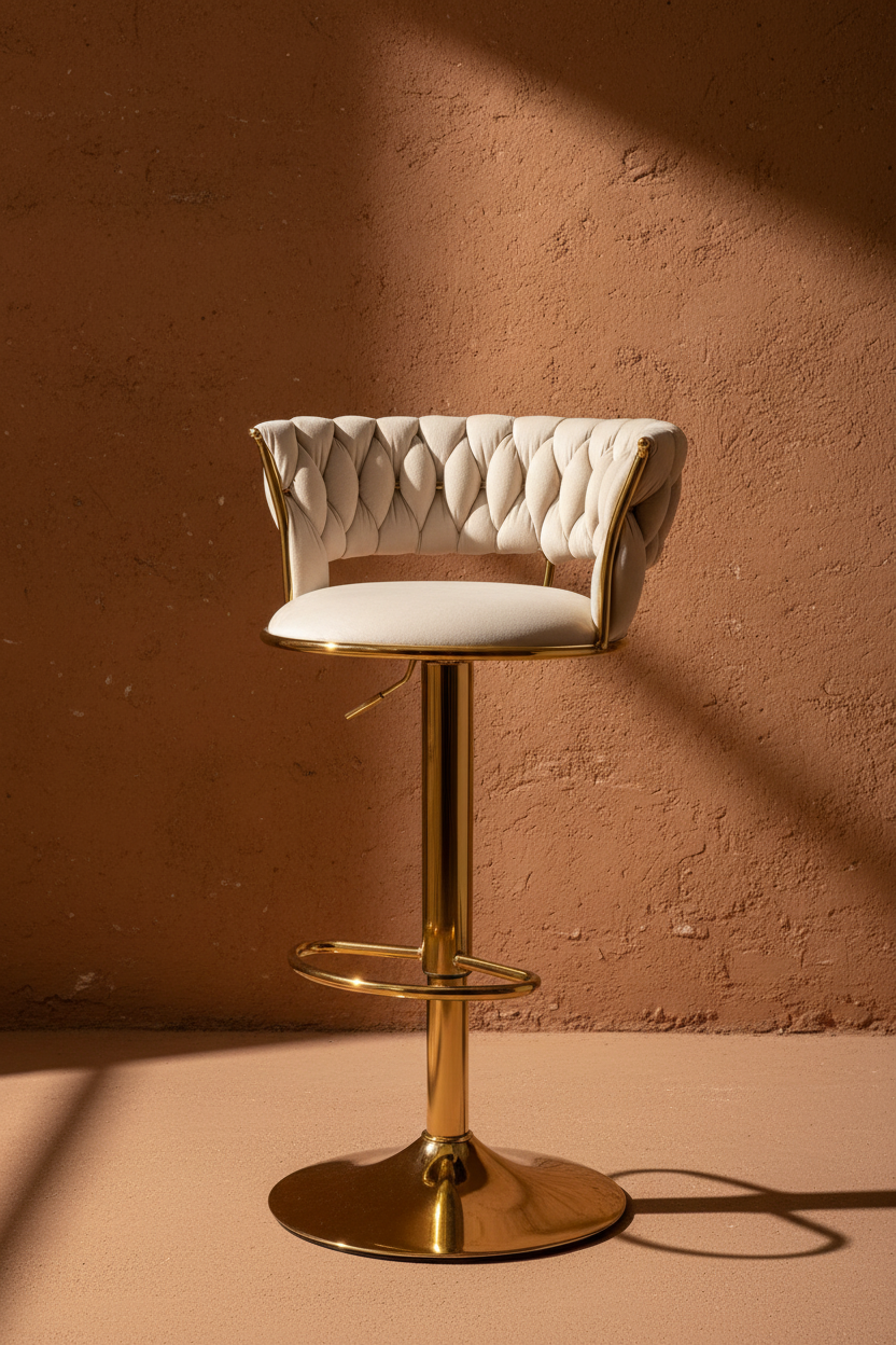 Woven Bar Stool — 3/4 forma completa