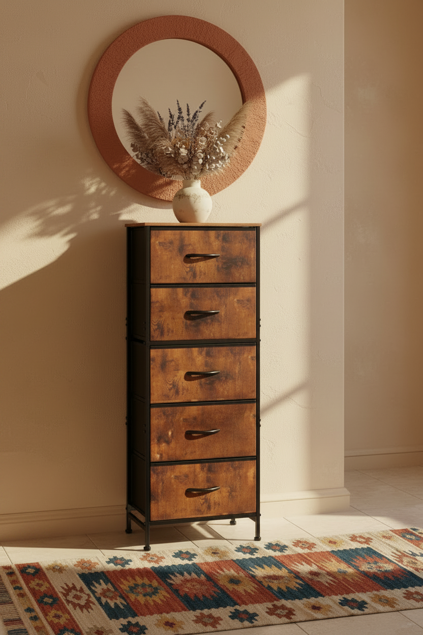 The Tower Dresser — Rustic Wood, bedroom lifestyle