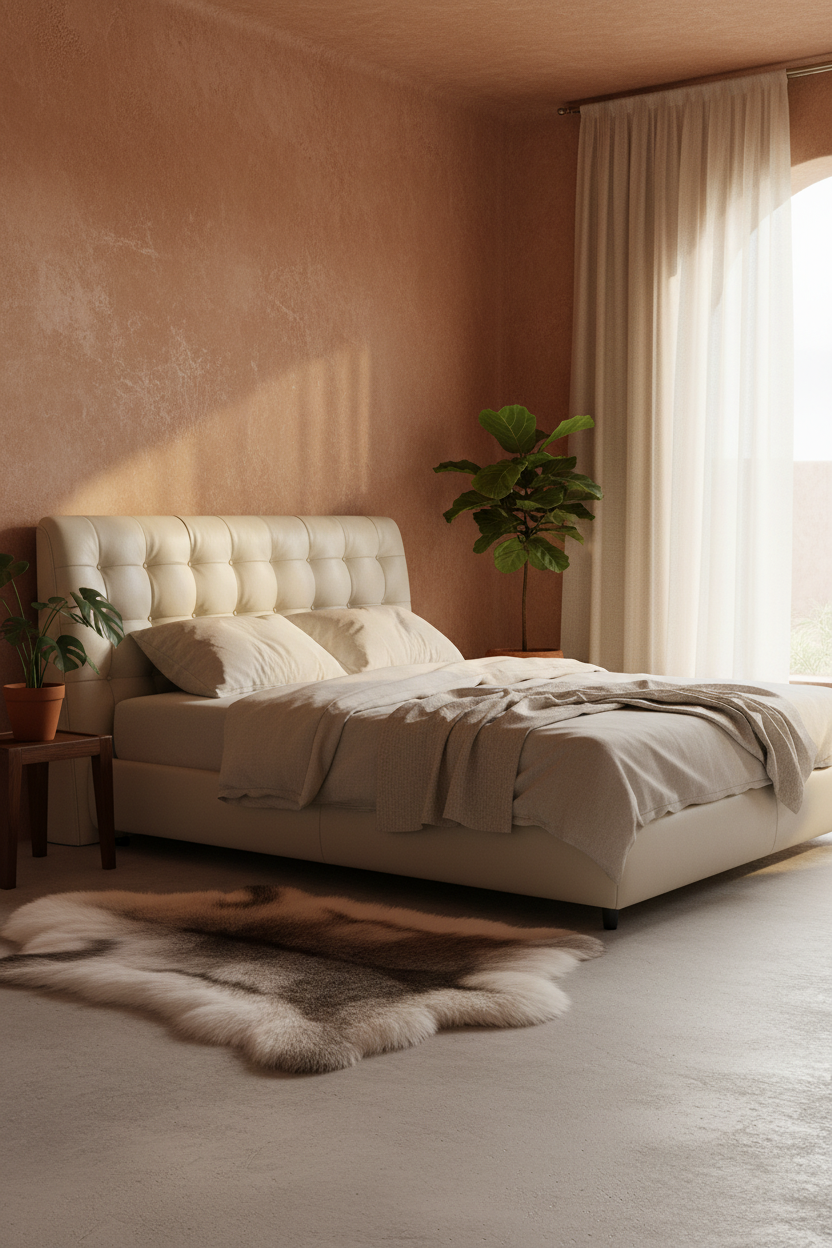 Ivory Fur Rug — bedroom lifestyle