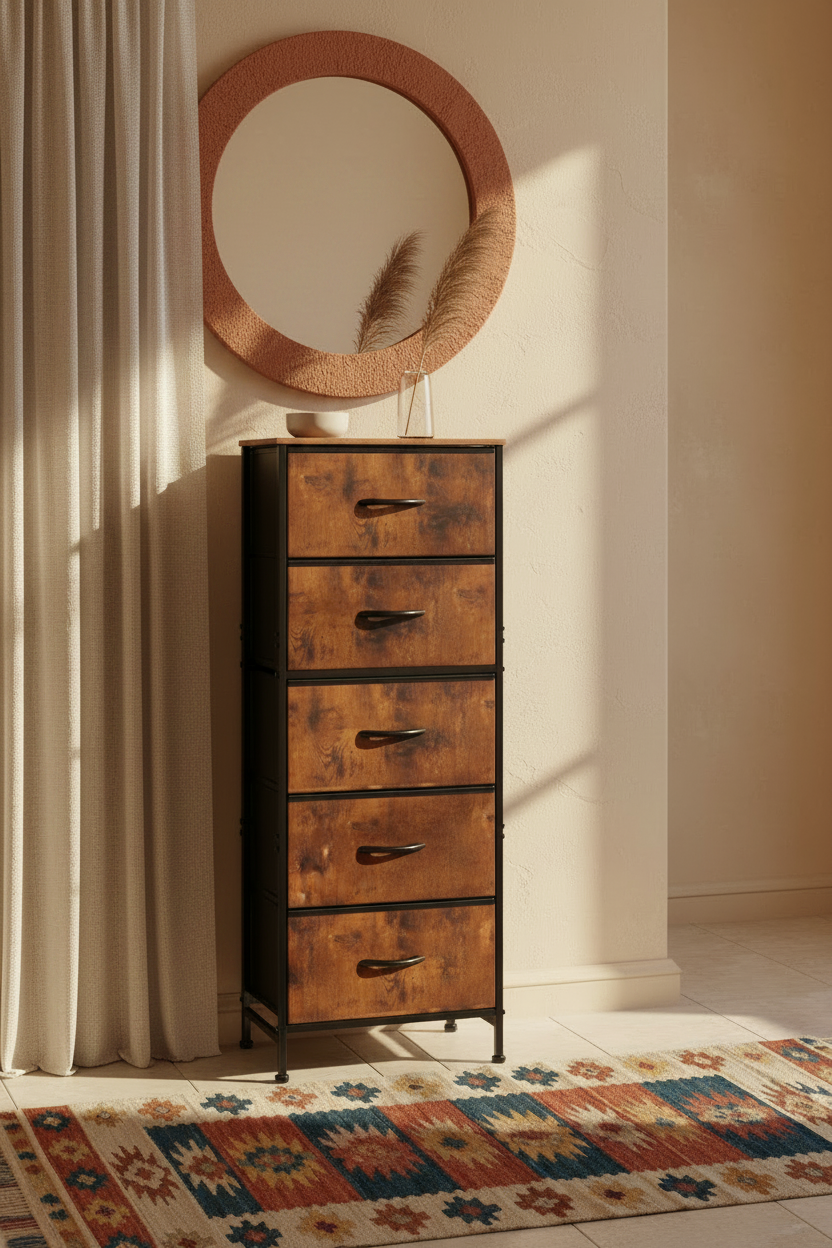 The Tower Dresser — Rustic Wood, corner styling