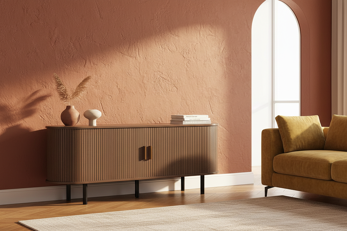 Escena completa terracota — Media Console Oasiis