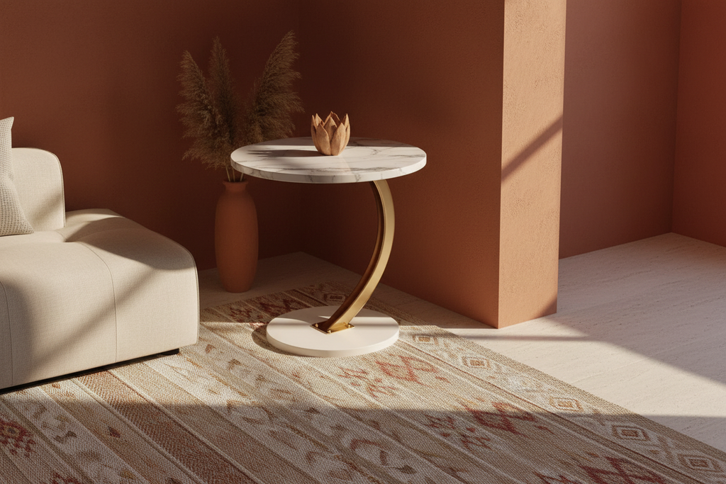 Arc Side Table Marble & Gold — wide lifestyle