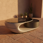 Oval Table Sculptural Glass — low angle base