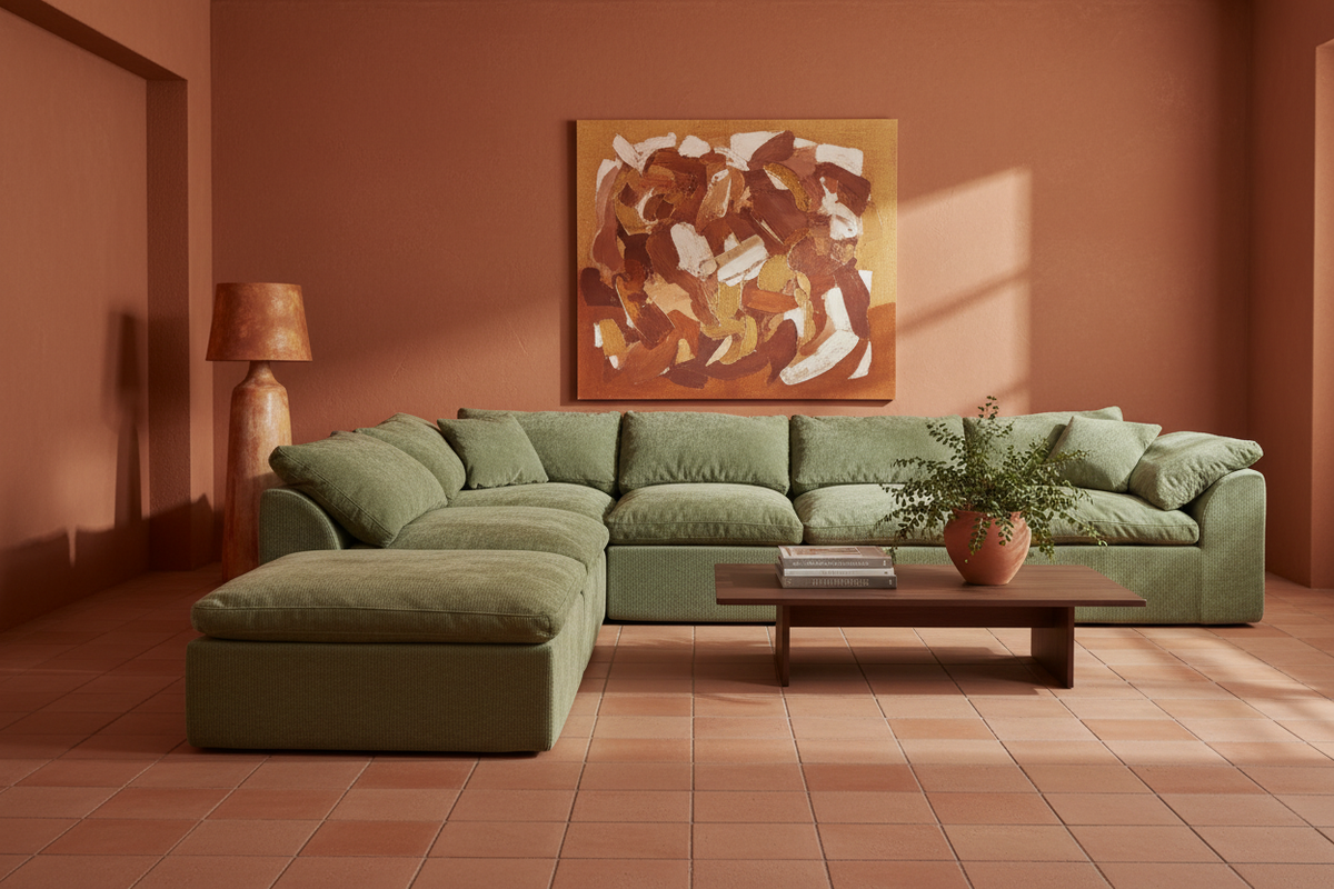 Sala completa — sage y terracota Oasiis
