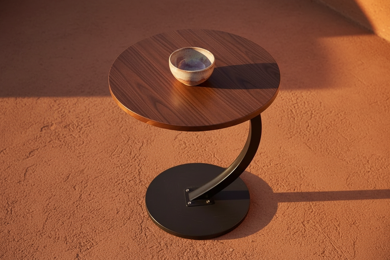 Arc Side Table — Walnut Black Overhead