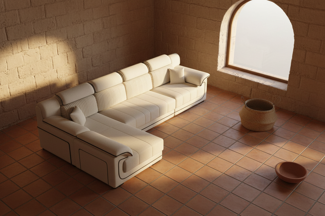 The Ivory Sectional — Overhead Oasiis, terracota golden hour