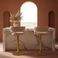 The Woven Bar Stool — Gold Base, terracota lifestyle Oasiis