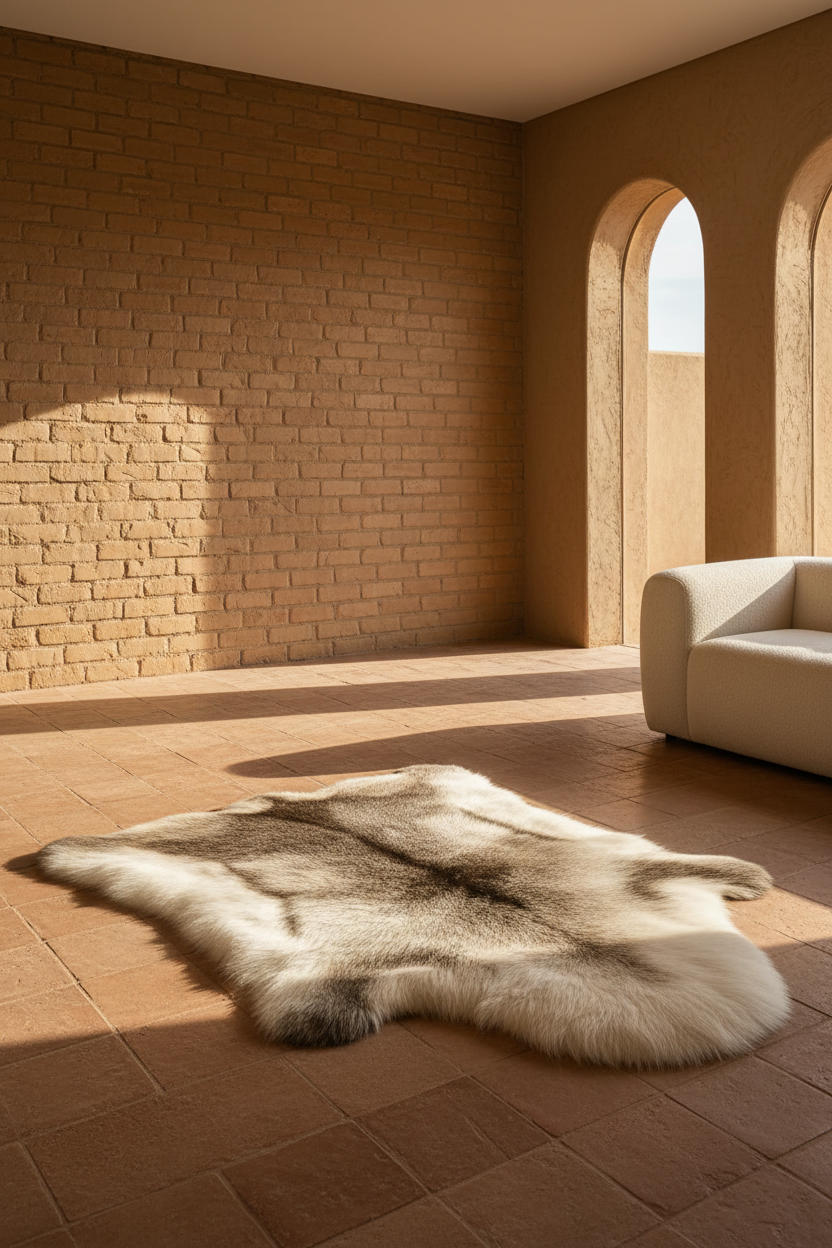 Ivory Fur Rug — living room terracota