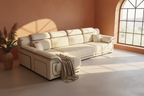 The Ivory Sectional — Vista desde el chaise, golden hour Oasiis