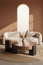 Wabi Table Oak & Smoked Glass — living room terracota