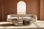 Oval Table Sculptural Glass — wide lifestyle