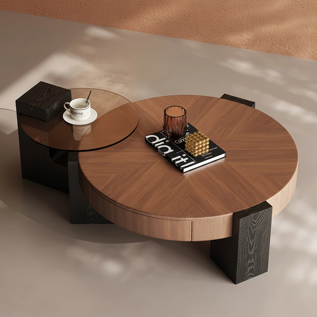 Orbit Coffee Table — perfil lateral patas