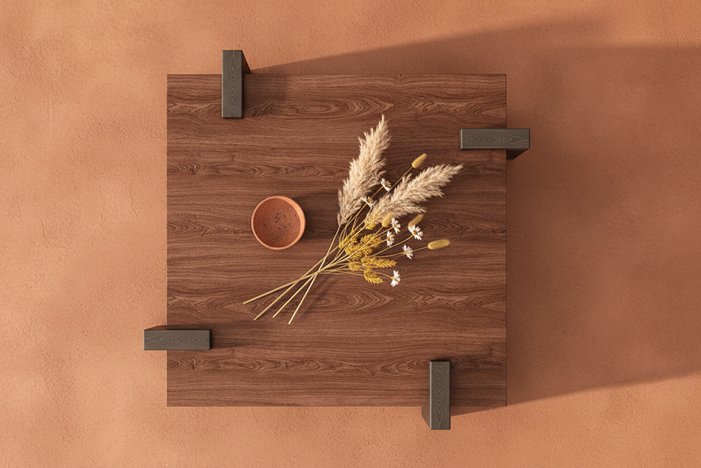 The Wooden Table — Overhead Flat Lay