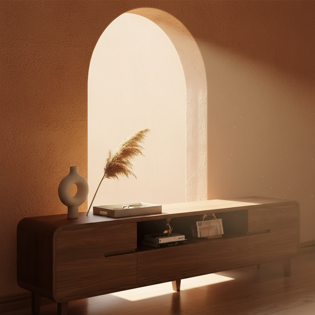 Media Console Walnut — top styling