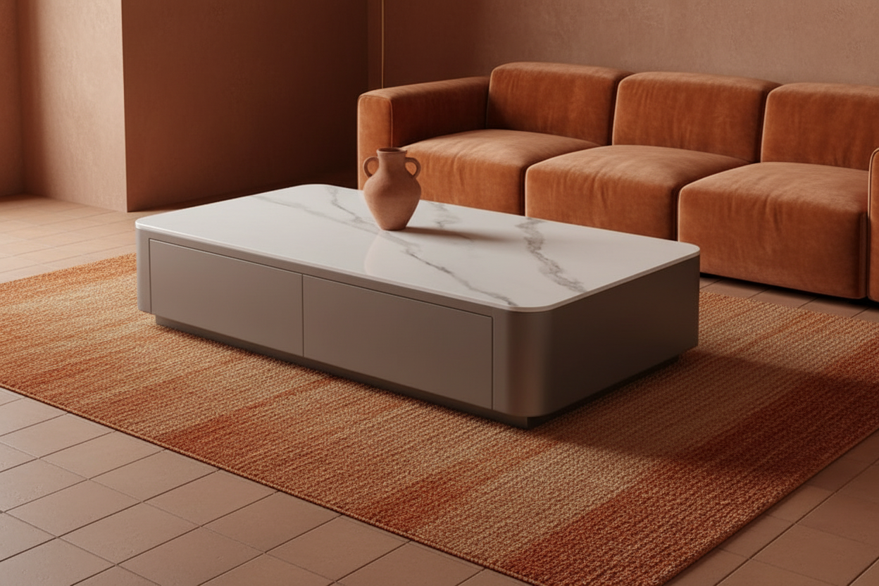 Ángulo 3/4 HD — mesa en interior Oasiis